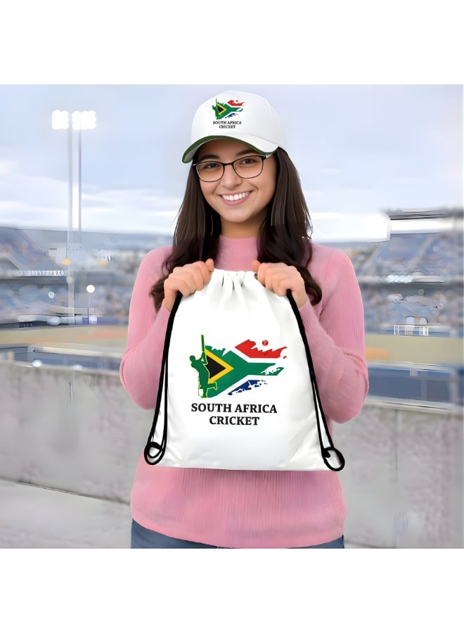 South Africa Sports Fans Combo Pack - Pack of 3 - Drawstring Bag, Hand Flag and Cap - South Africa Sports Enthusiasts Combo Pack - Ideal for Sports Matches and Events - Image 4